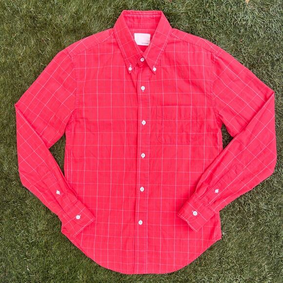 Band of Outsiders Y2K Preppy WindowPane Hipster Twee Slim Button Down Shirt 1/S - Picture 2 of 9
